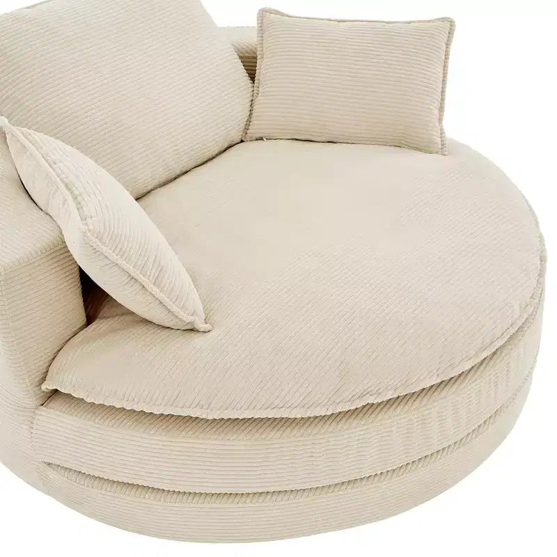 360 Swivel Accent Chair, Barrel Chair Swivel Round Sofa Chair with Cushion for Living Room