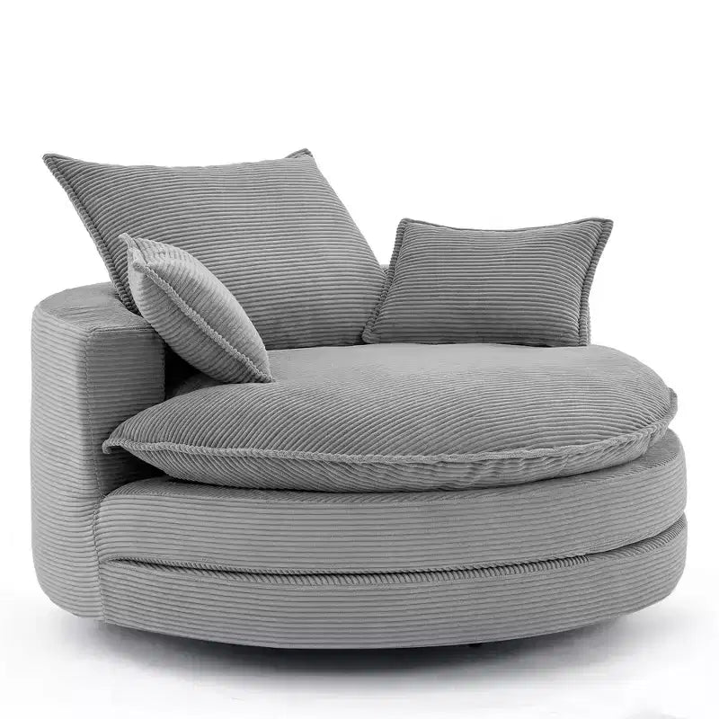 360 Swivel Accent Chair, Barrel Chair Swivel Round Sofa Chair with Cushion for Living Room