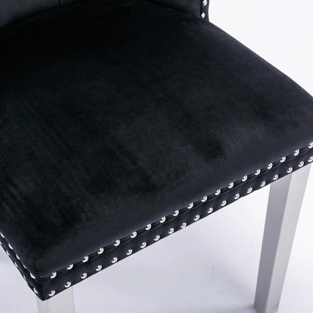 Upholstered Tufted Velvet Dining Chair with Solid Wood Legs Set of 6