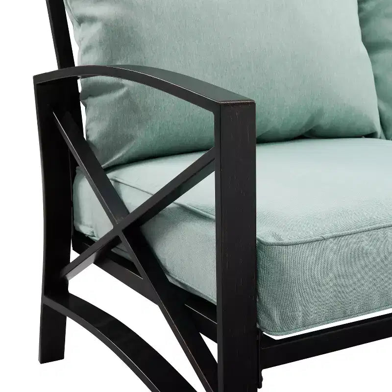 Kaplan 5pc Outdoor Sofa Set with Sofa & 2 Chairs with Coffee Table & Side Table - Crosley