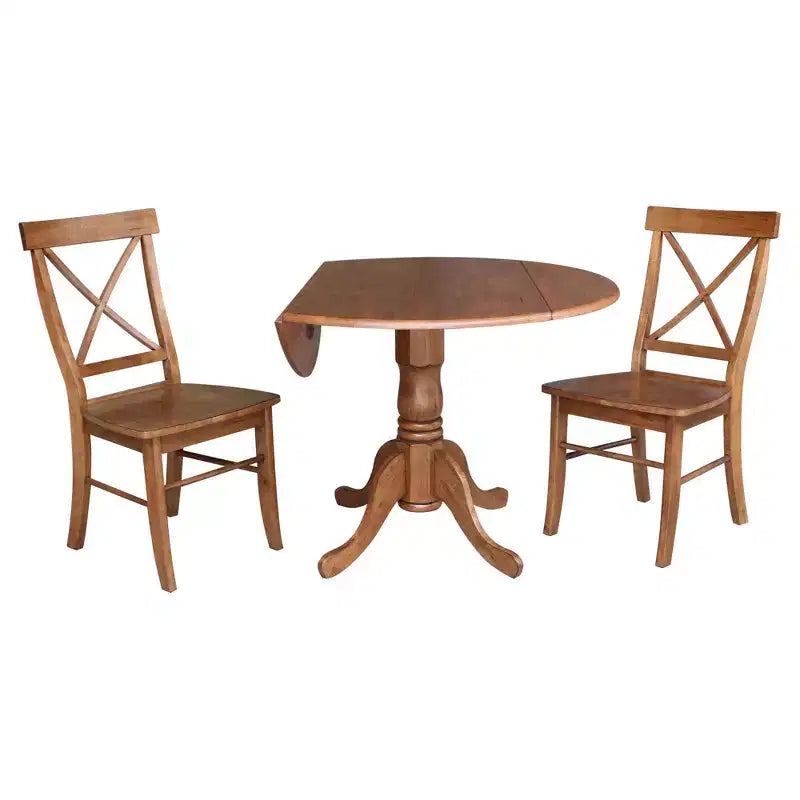 42 Mase Dual Drop Leaf Table with 2 X Back Chairs - International Concepts