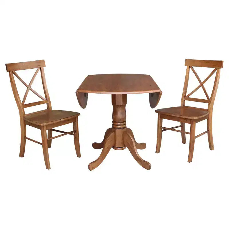 42 Mase Dual Drop Leaf Table with 2 X Back Chairs - International Concepts