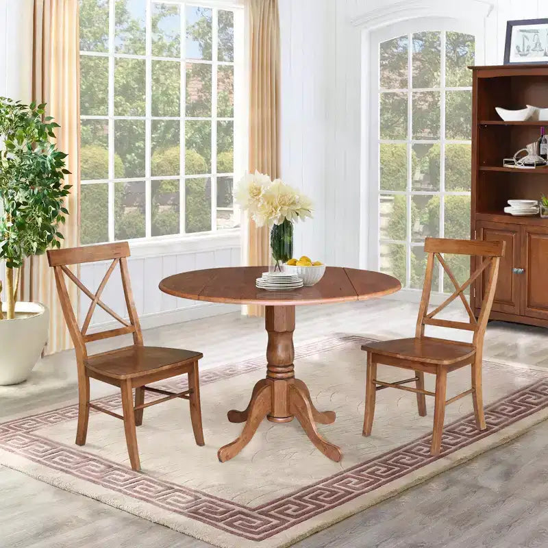 42 Mase Dual Drop Leaf Table with 2 X Back Chairs - International Concepts