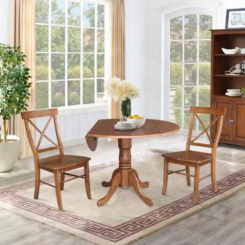 42 Mase Dual Drop Leaf Table with 2 X Back Chairs - International Concepts