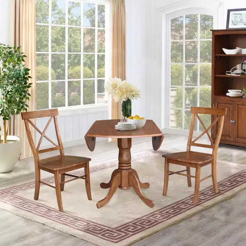 42 Mase Dual Drop Leaf Table with 2 X Back Chairs - International Concepts