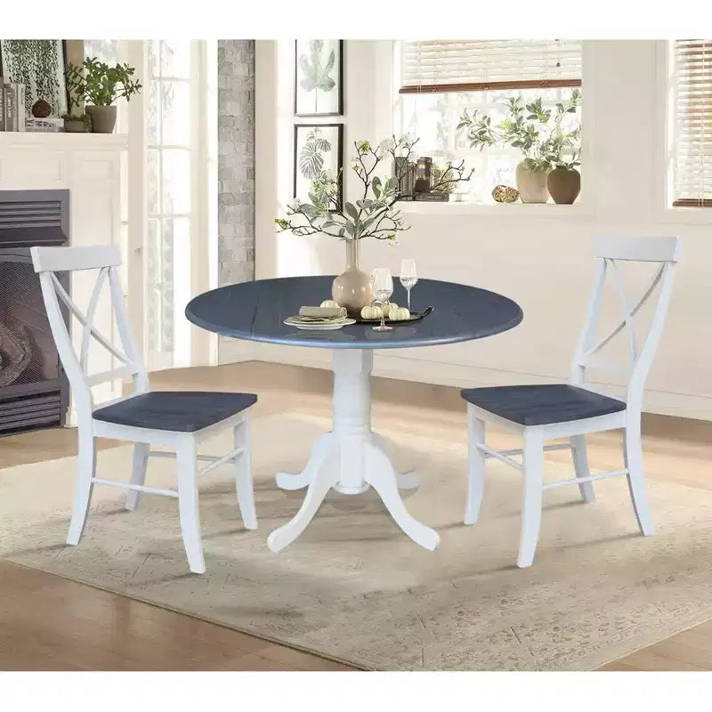 42 Mase Dual Drop Leaf Table with 2 X Back Chairs - International Concepts