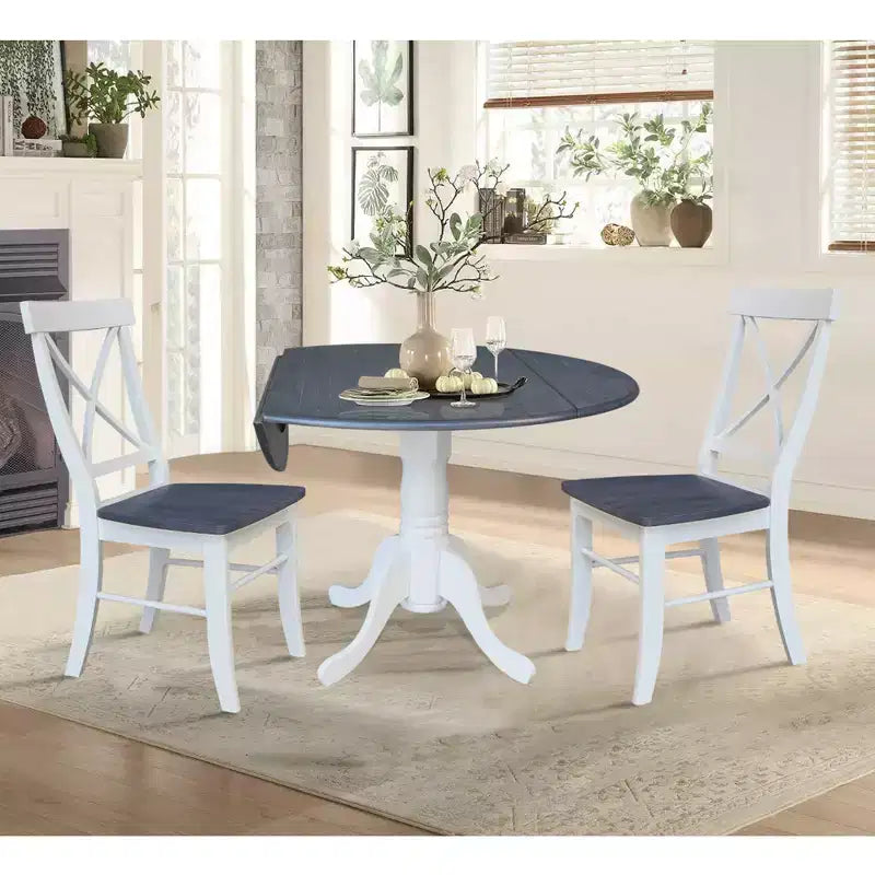 42 Mase Dual Drop Leaf Table with 2 X Back Chairs - International Concepts