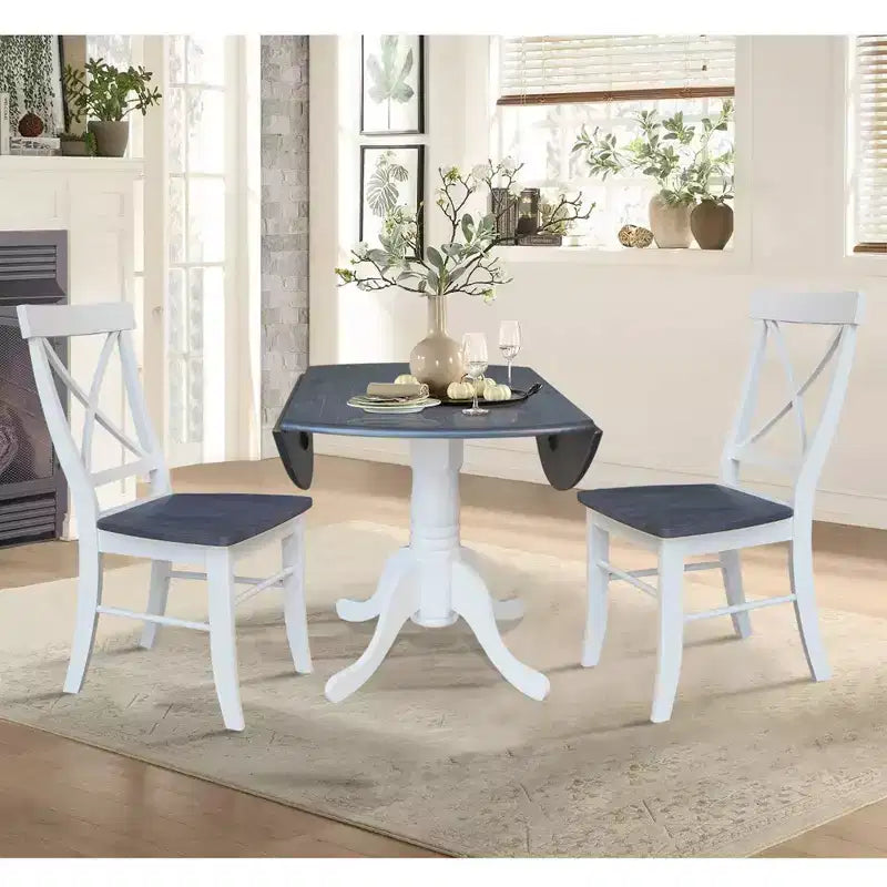 42 Mase Dual Drop Leaf Table with 2 X Back Chairs - International Concepts