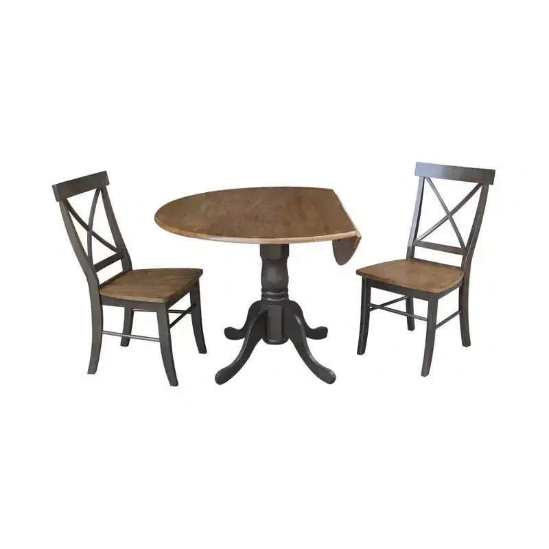 42 Mase Dual Drop Leaf Table with 2 X Back Chairs - International Concepts