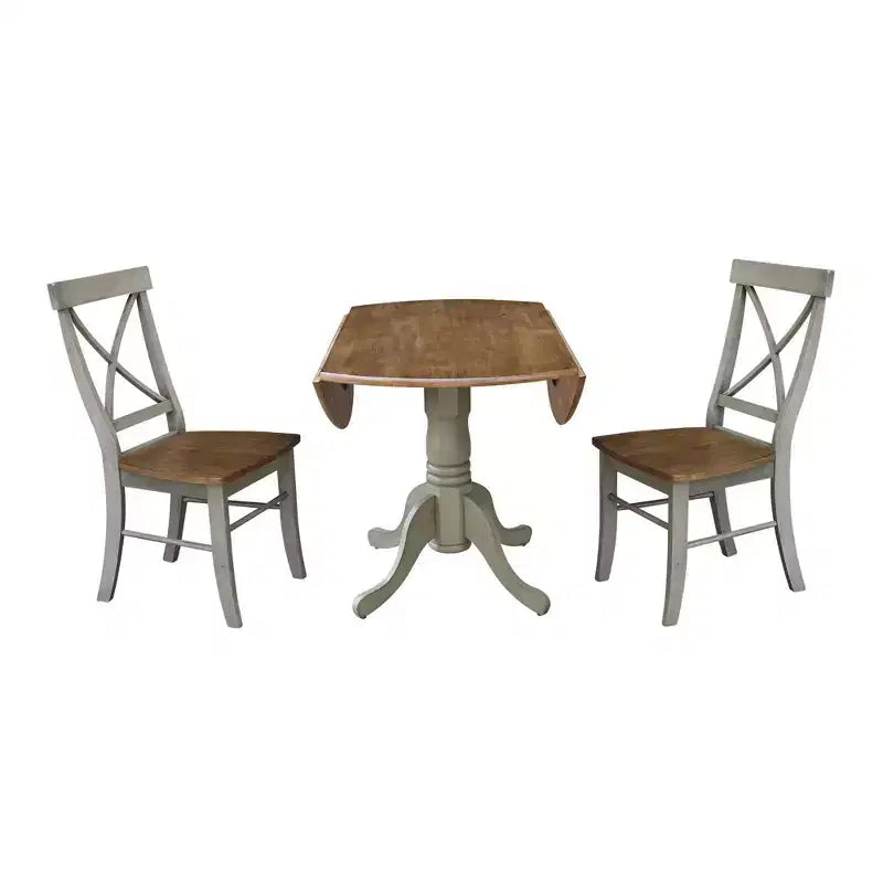 42 Mase Dual Drop Leaf Table with 2 X Back Chairs - International Concepts