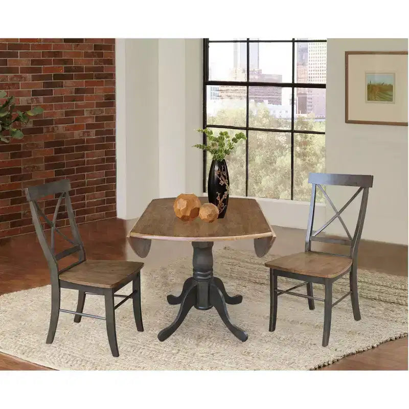 42 Mase Dual Drop Leaf Table with 2 X Back Chairs - International Concepts