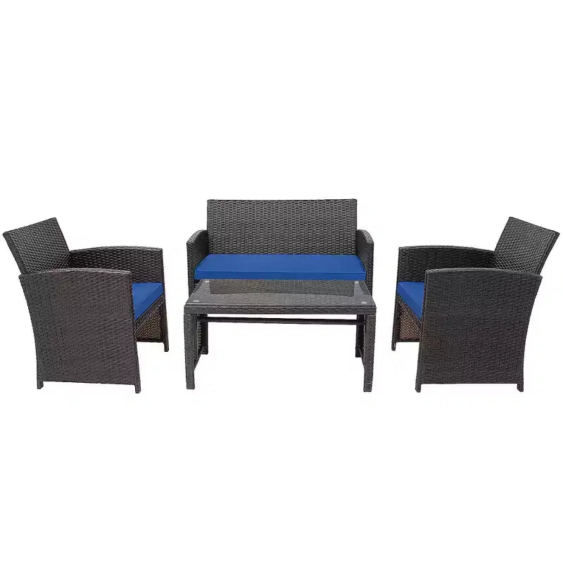 Costway 8PCS Patio Rattan Furniture Set Cushioned Chair Sofa Coffee Table White\Navy\Turquoise\Red