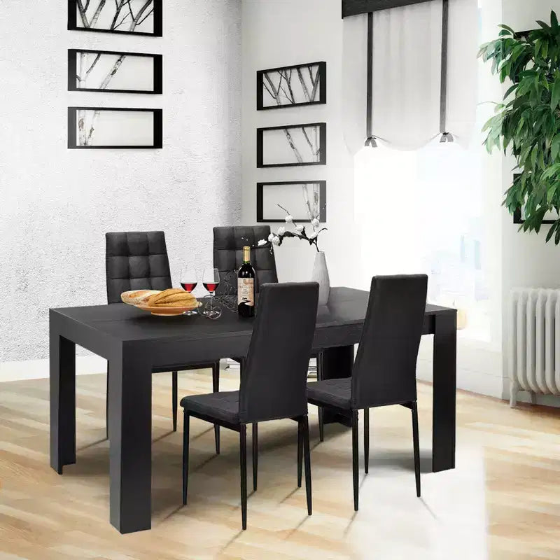 Costway 5pcs Dining Set Wood Table and 4 Fabric Chairs Home Kitchen Modern