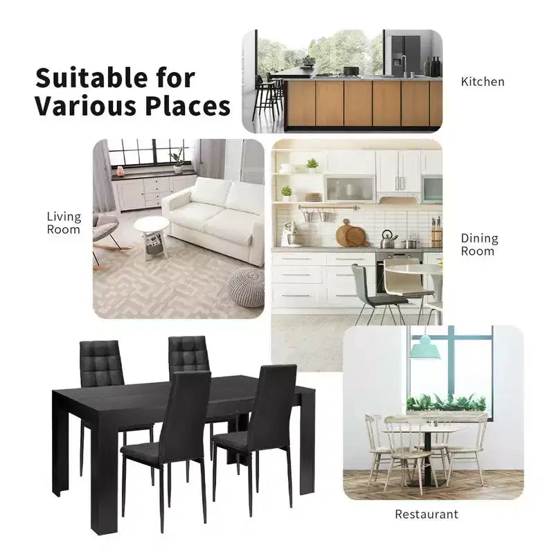 Costway 5pcs Dining Set Wood Table and 4 Fabric Chairs Home Kitchen Modern