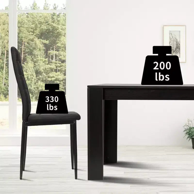 Costway 5pcs Dining Set Wood Table and 4 Fabric Chairs Home Kitchen Modern