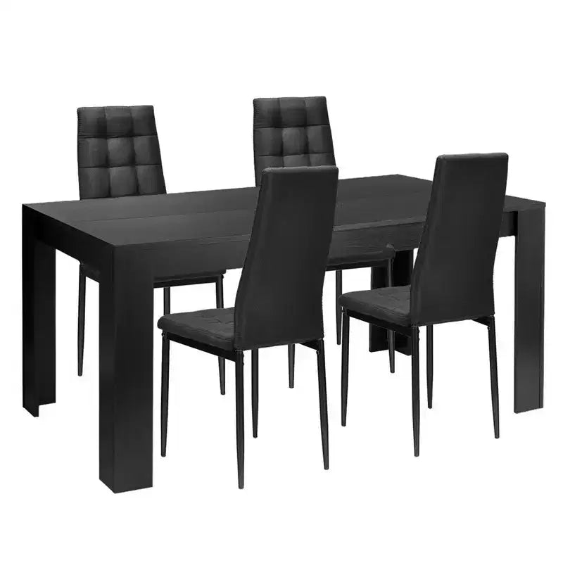 Costway 5pcs Dining Set Wood Table and 4 Fabric Chairs Home Kitchen Modern