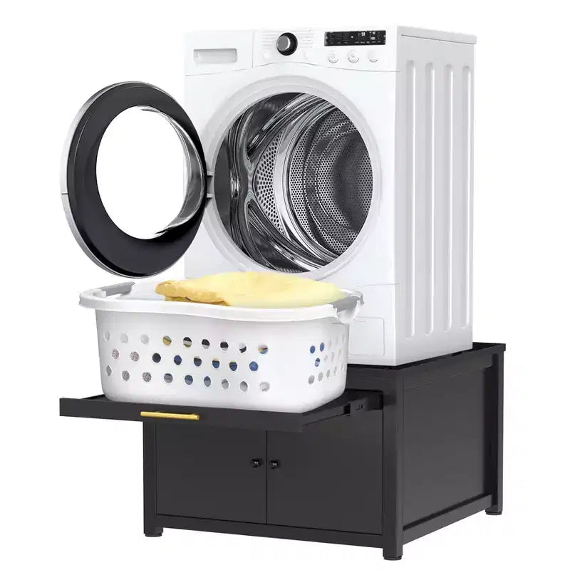 Black / White Heavy-Duty Metal Washer & Dryer Pedestal Stand ¨C Single Unit, Anti-Vibration