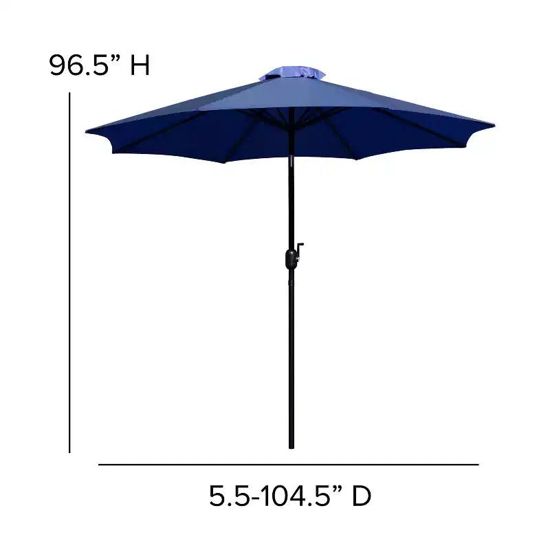 Emma and Oliver 5 Piece Patio Table Set - Synthetic Faux Teak Stackable Chairs - Faux Teak Table - Umbrella with Base