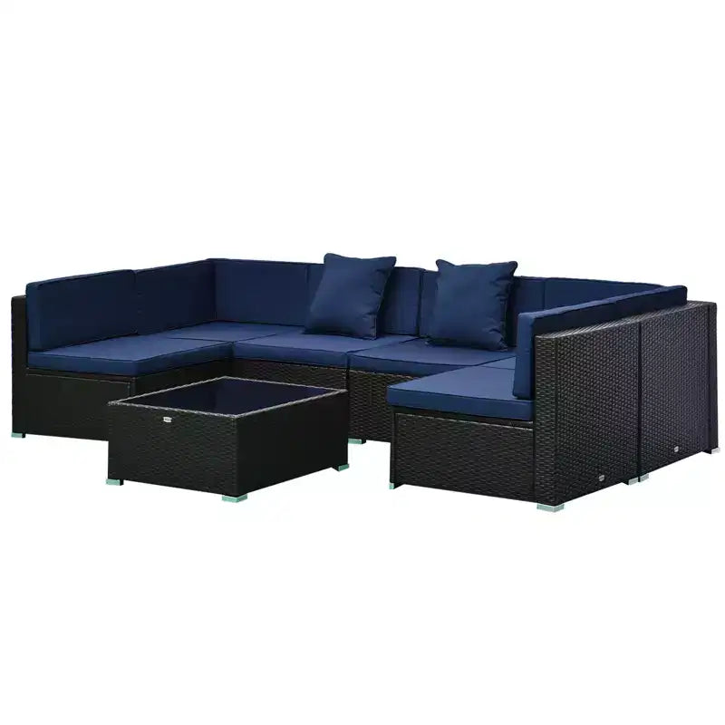 Outsunny 7-Piece Outdoor Patio Furniture Set with Modern Rattan Wicker, Perfect for Garden, Deck, and Backyard