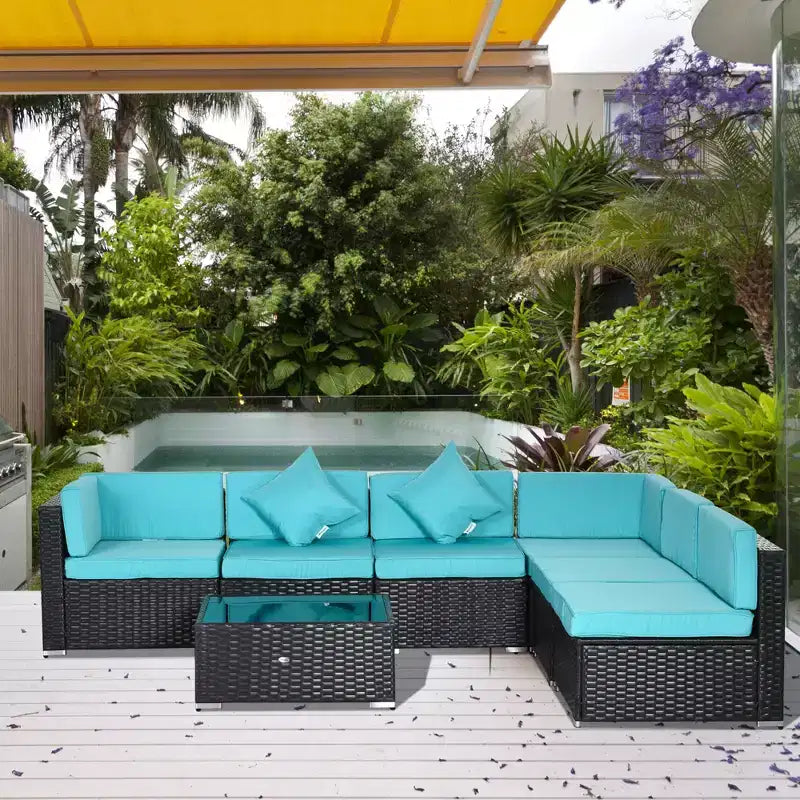 Outsunny 7-Piece Outdoor Patio Furniture Set with Modern Rattan Wicker, Perfect for Garden, Deck, and Backyard