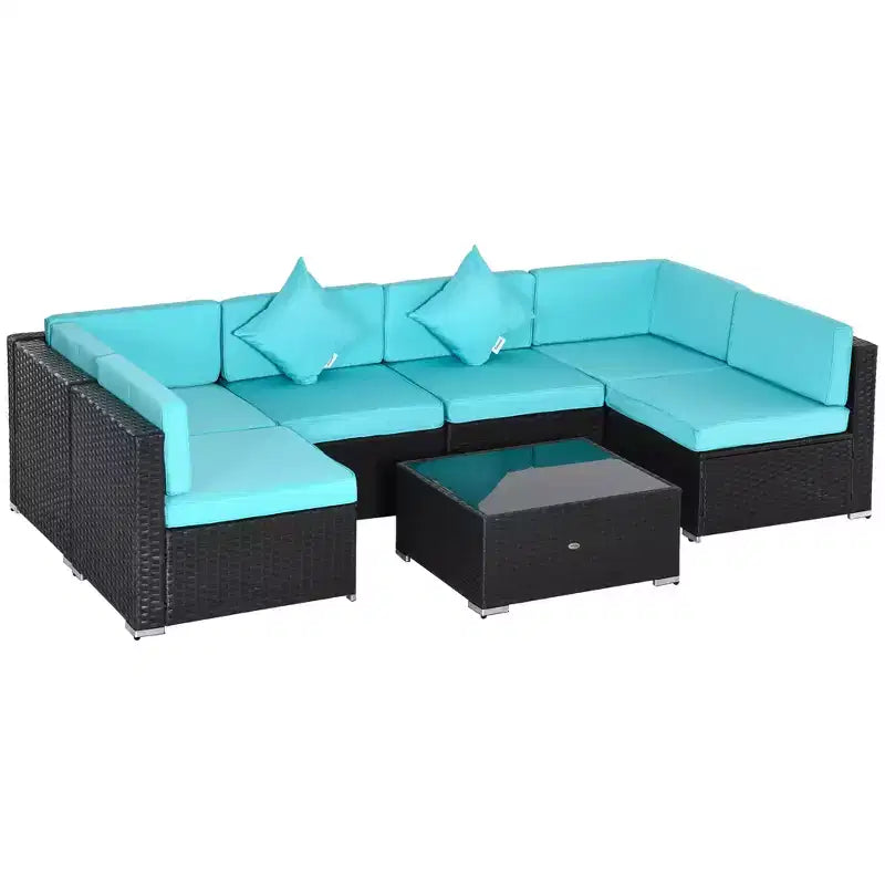 Outsunny 7-Piece Outdoor Patio Furniture Set with Modern Rattan Wicker, Perfect for Garden, Deck, and Backyard