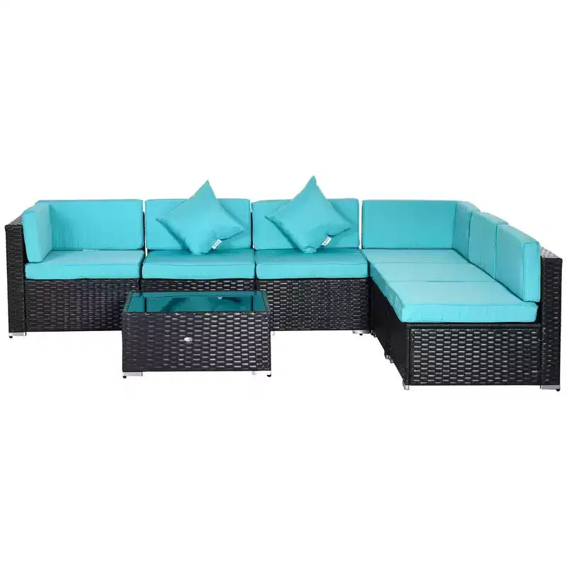 Outsunny 7-Piece Outdoor Patio Furniture Set with Modern Rattan Wicker, Perfect for Garden, Deck, and Backyard
