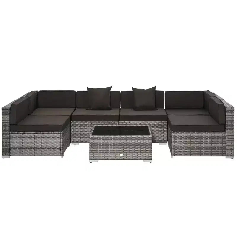 Outsunny 7-Piece Outdoor Patio Furniture Set with Modern Rattan Wicker, Perfect for Garden, Deck, and Backyard