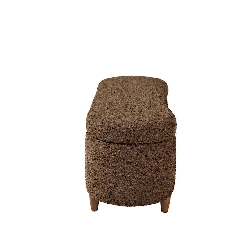 INK+IVY Bailey Taupe Boucle Flip Top Storage Bench