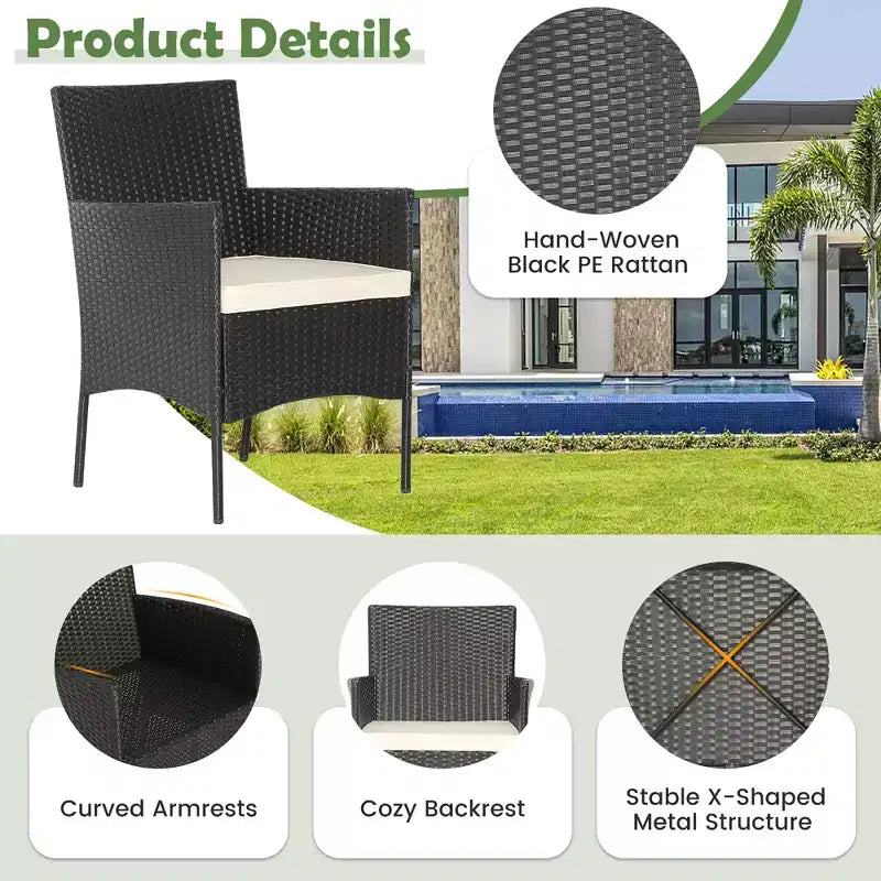 Costway 5PCS Patio Rattan Furniture Set Cushioned Sofa Ottoman Armrest Side Table Garden