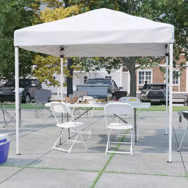 Emma and Oliver Outdoor Event/Tailgate Set with Pop Up Event Canopy with Carry Bag, Bi-Fold Table and 4 Folding Chairs