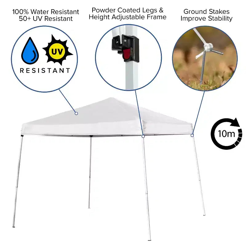 Emma and Oliver Outdoor Event/Tailgate Set with Pop Up Event Canopy with Carry Bag, Bi-Fold Table and 4 Folding Chairs
