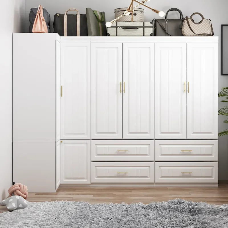 93.9H/74.2H Armoires Wardrobe Closet Cabinet Hanging Drawers Storage