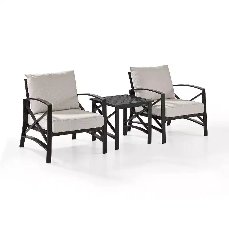 Crosley 3pc Kaplan Outdoor Seating Set with 2 Chairs & Side Table