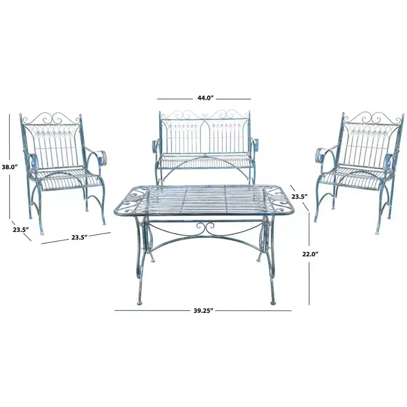 Leah 4 Piece Patio Set - Indoor/Outdoor - PAT5000 - Safavieh