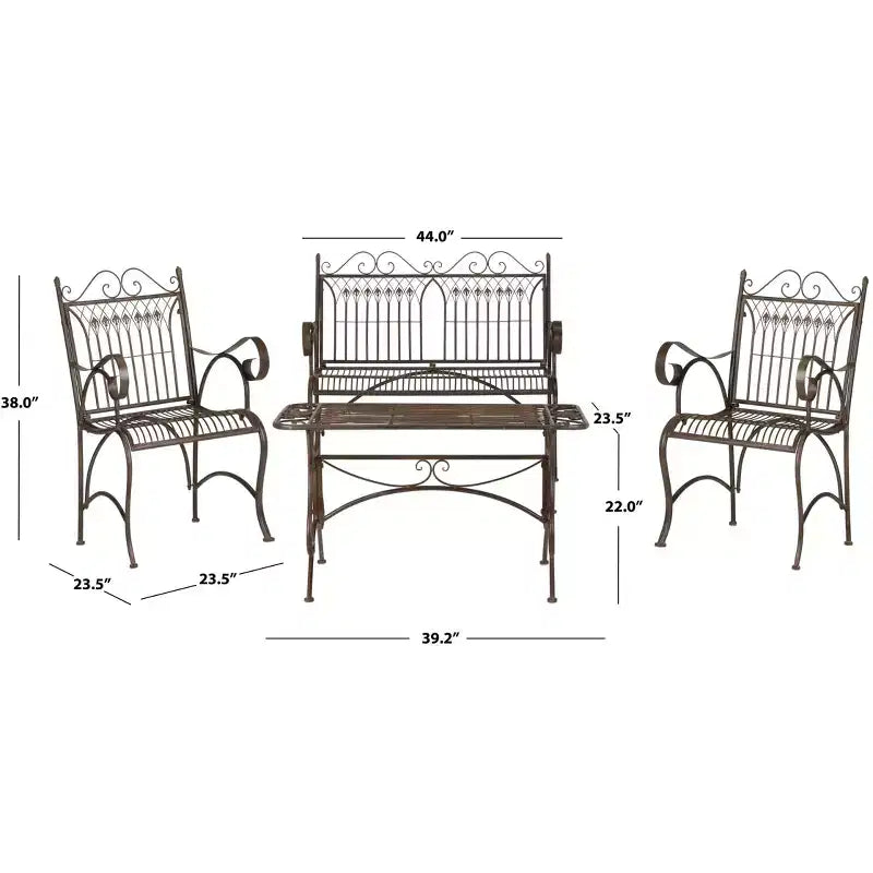 Leah 4 Piece Patio Set - Indoor/Outdoor - PAT5000 - Safavieh
