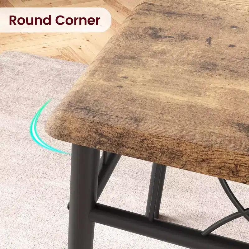 Garvee Dining Table Set of 4, Rectangular Dining Room Table Set with 4 Chairs for Small Space, 5 Piece Kitchen Table, Apartment, Retro Brown