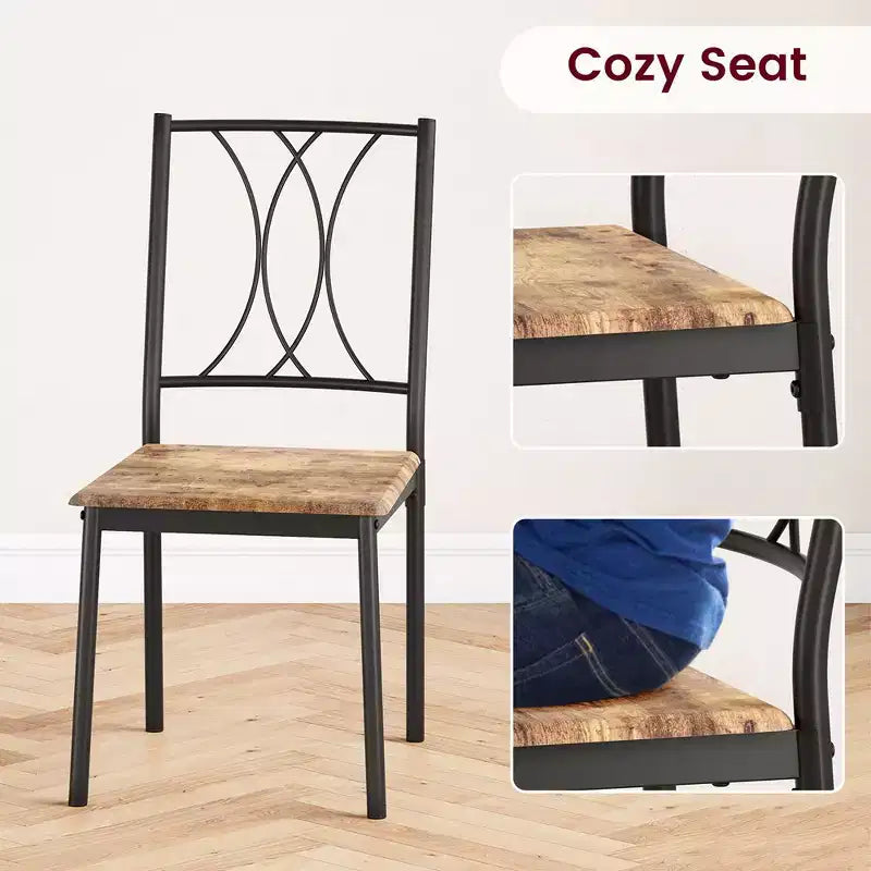 Garvee Dining Table Set of 4, Rectangular Dining Room Table Set with 4 Chairs for Small Space, 5 Piece Kitchen Table, Apartment, Retro Brown