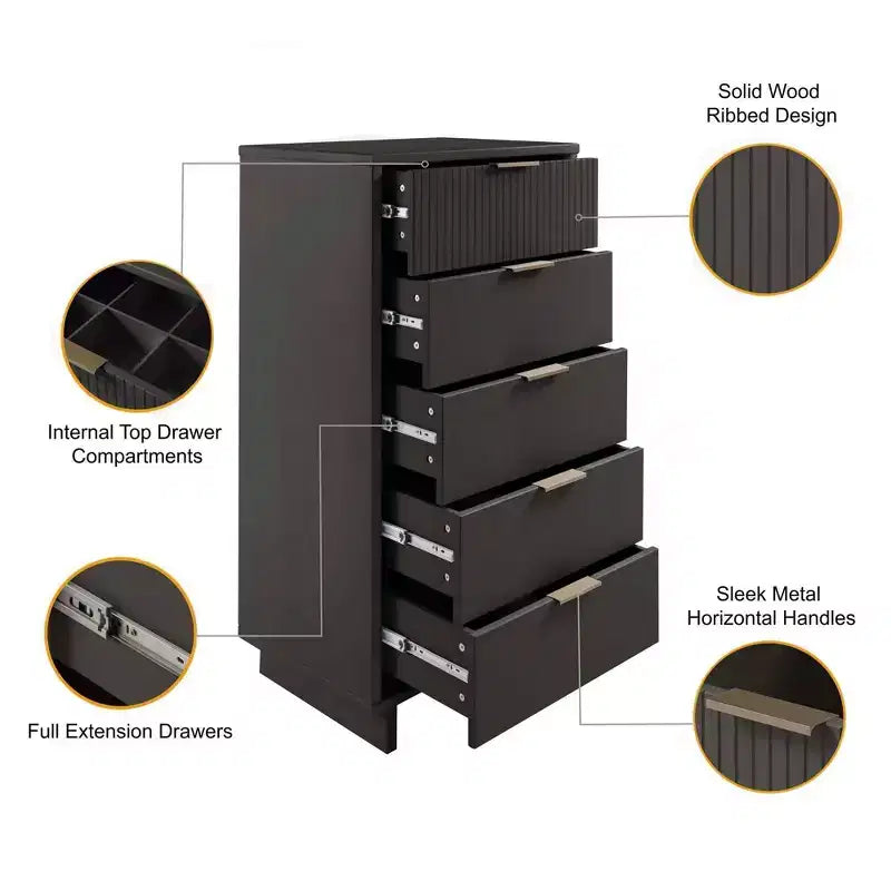 Manhattan Comfort 3pc Granville Chest with Single Dresser and Double Dresser Bedroom Set