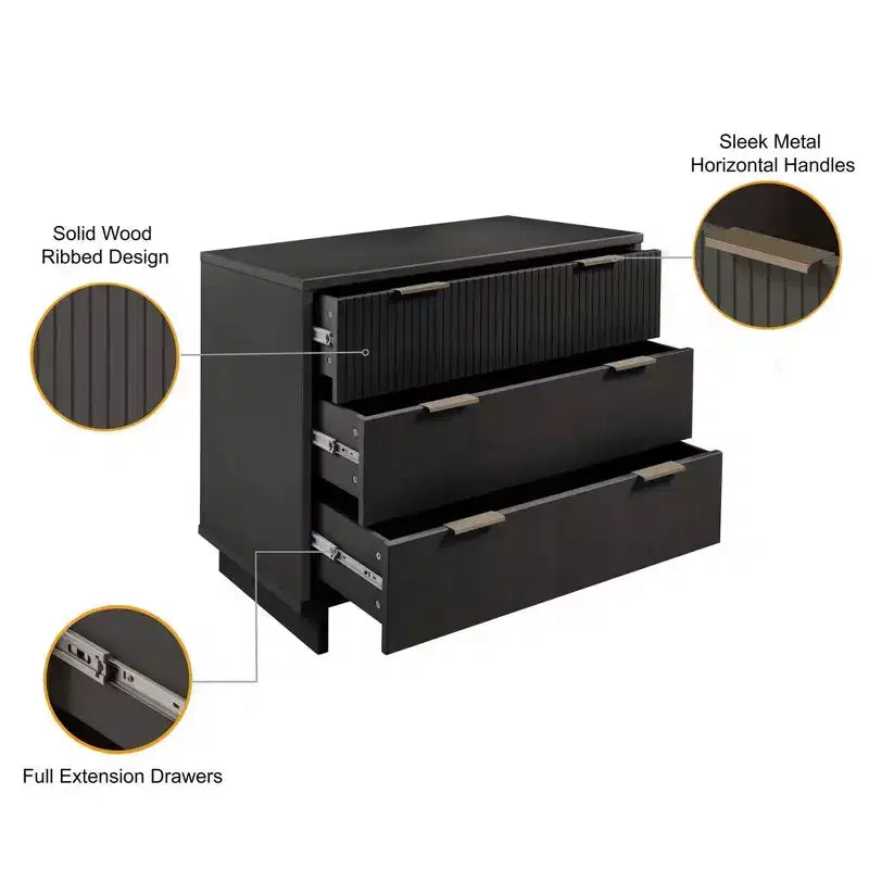 Manhattan Comfort 3pc Granville Chest with Single Dresser and Double Dresser Bedroom Set