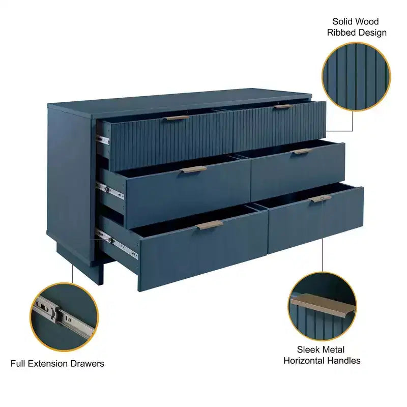 Manhattan Comfort 3pc Granville Chest with Single Dresser and Double Dresser Bedroom Set