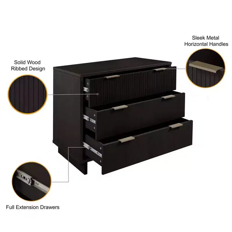 Manhattan Comfort 3pc Granville Chest with Single Dresser and Double Dresser Bedroom Set
