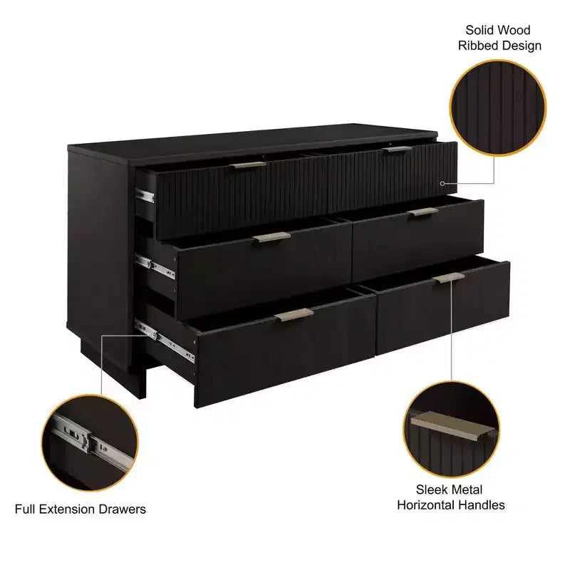 Manhattan Comfort 3pc Granville Chest with Single Dresser and Double Dresser Bedroom Set