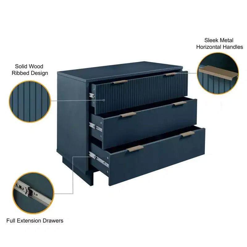 Manhattan Comfort 3pc Granville Chest with Single Dresser and Double Dresser Bedroom Set
