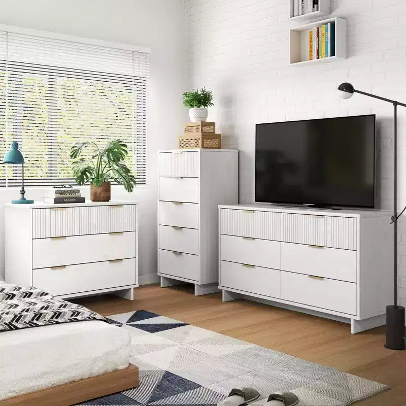 Manhattan Comfort 3pc Granville Chest with Single Dresser and Double Dresser Bedroom Set
