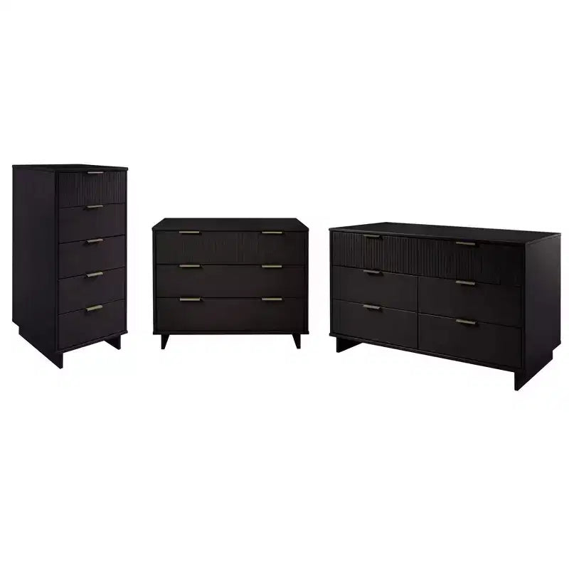 Manhattan Comfort 3pc Granville Chest with Single Dresser and Double Dresser Bedroom Set