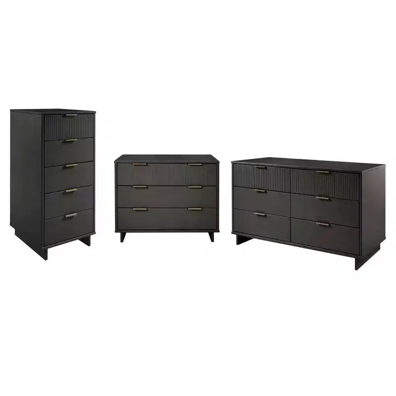 Manhattan Comfort 3pc Granville Chest with Single Dresser and Double Dresser Bedroom Set