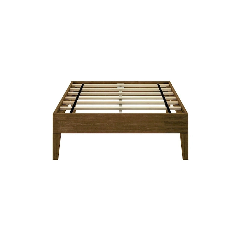 Cadre de lit plateforme double en bois massif — Sommier tapissier non requis | Capacité de 227 kg