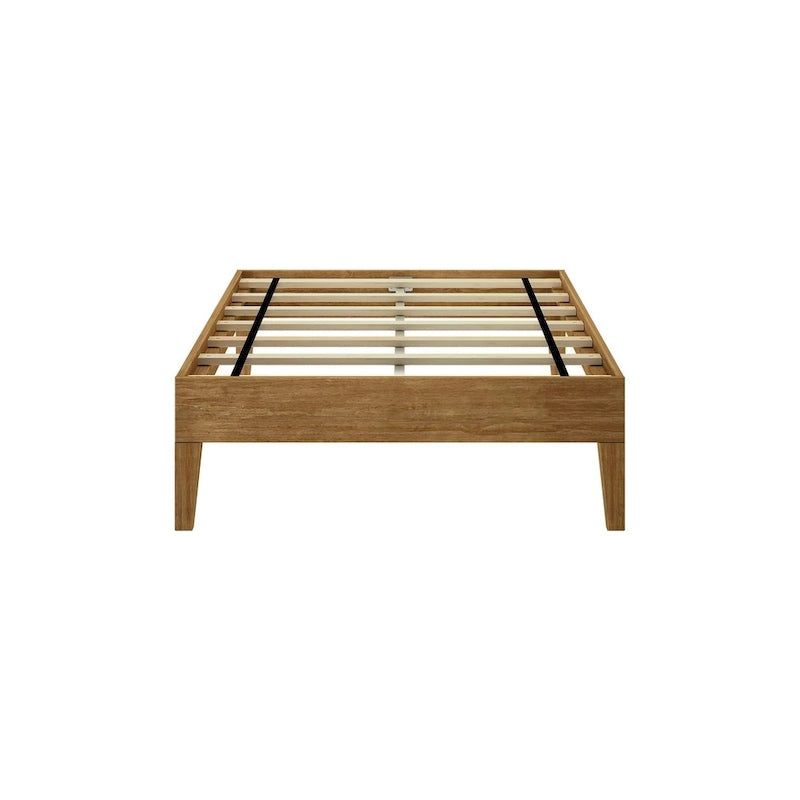Cadre de lit plateforme double en bois massif — Sommier tapissier non requis | Capacité de 227 kg