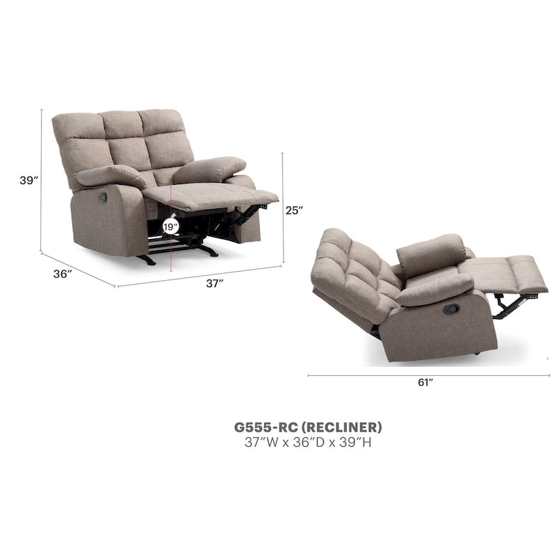 Fauteuil inclinable relax en similicuir avec accoudoirs rembourrés