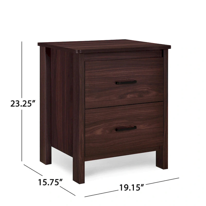 Table de chevet contemporaine à 2 tiroirs avec finition aspect bois